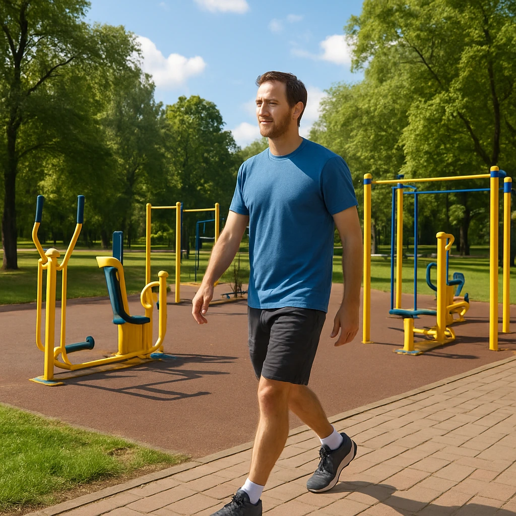 Person walking in a park for exercise